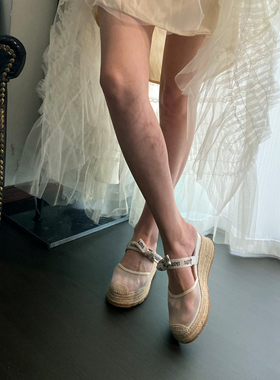 ShānRen 新中式国风 网纱包头凉拖鞋女夏外穿高跟厚底穆勒鞋半拖