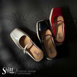 女夏外穿半拖厚底玛丽珍鞋 内增高复古包头拖鞋 浪漫 ShānRen法式