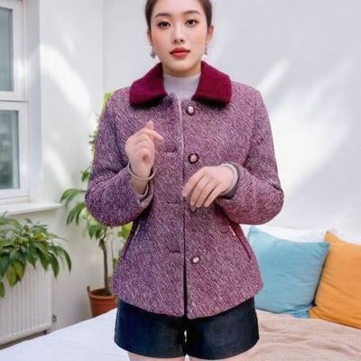 加绒加厚保暖减龄妈妈短外套