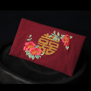 红包袋结婚专用利是封随份子喜包囍事布艺刺绣万元婚庆改口费婚礼