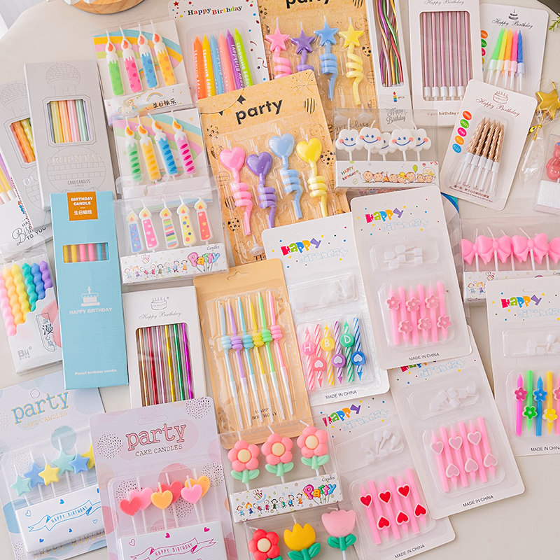网红螺纹蜡烛蛋糕装饰卡通云朵小花爱心扭扭蜡烛儿童生日插件派对