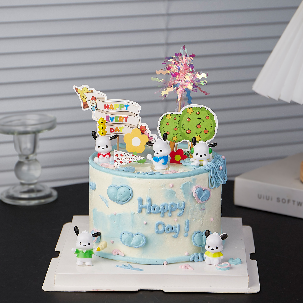 帕恰狗生日蛋糕装饰摆件复古可爱狗狗男女孩ins雨丝烘焙装扮插件