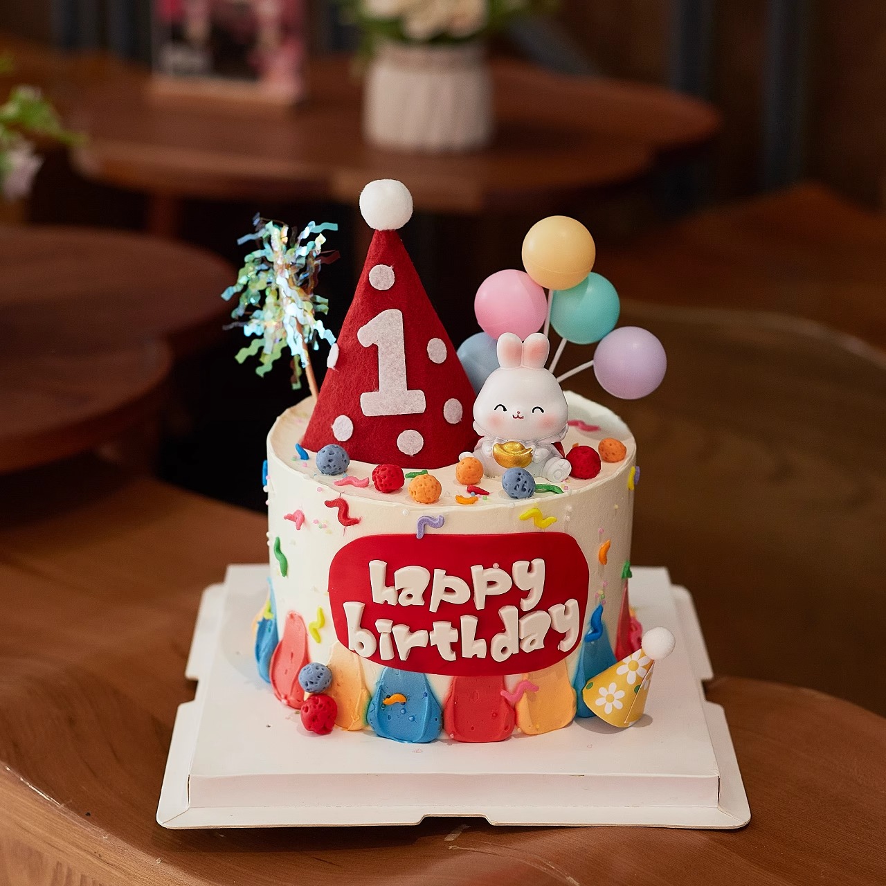 兔宝宝周岁蛋糕装饰摆件