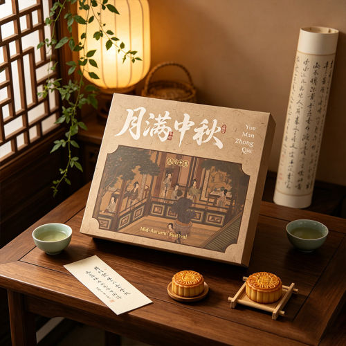 2026国风中秋月饼大礼盒包装烘焙蛋黄酥广式流心糕点礼品盒月饼盒