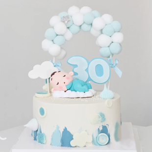 饰摆件软陶睡觉宝宝满月周岁婴儿儿童节生日蛋糕装 烘焙装 饰摆件