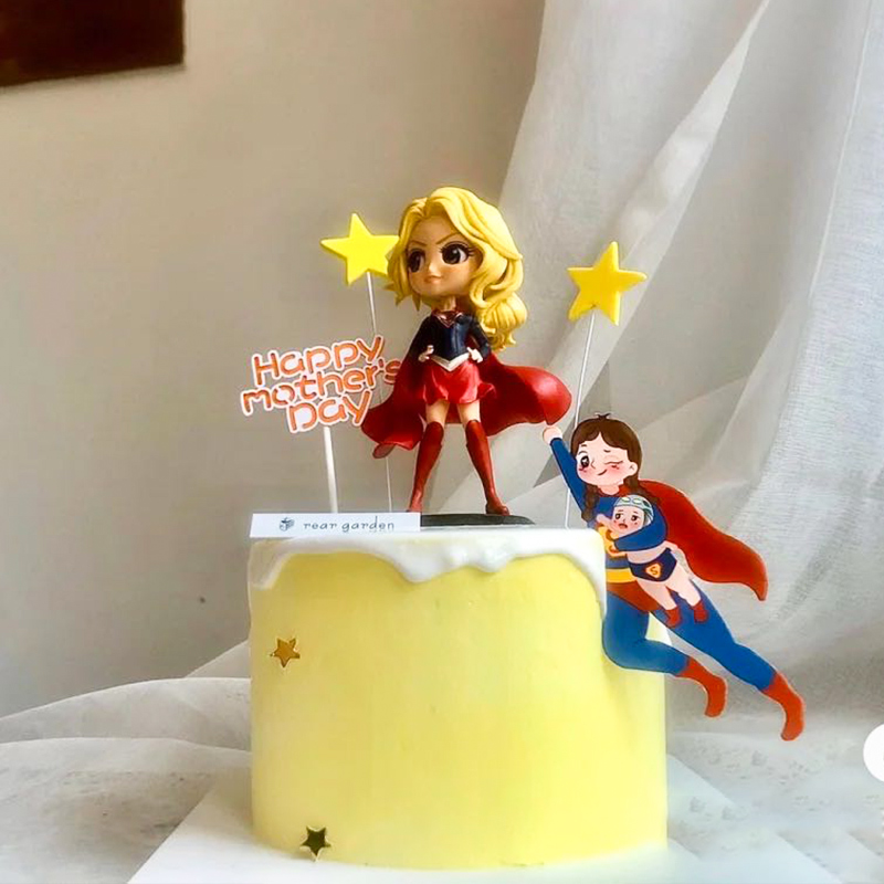 烘焙蛋糕装饰妈妈生日女王节母亲节卡通女超人超能妈妈节日插件