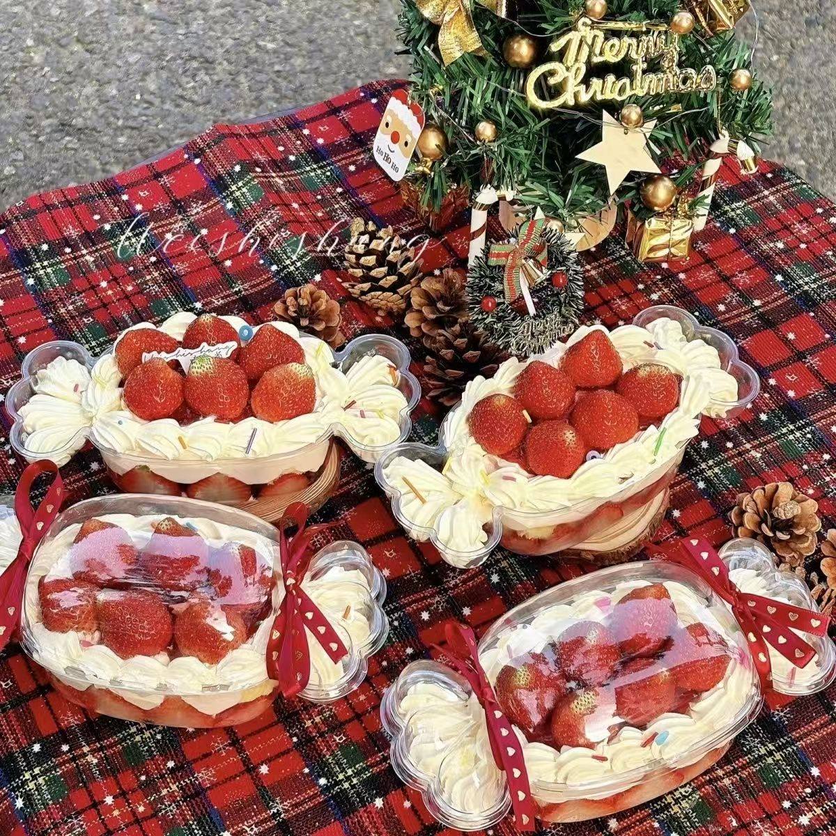 2025圣诞草莓蛋糕装饰包装盒甜品手提盒吸塑糖果形新年甜品盒子,节庆用品/礼品,节日装扮用品,淘宝优惠券,粉丝福利购,淘宝优惠卷