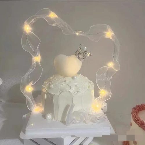 情人节蛋糕装饰摆件发光爱心