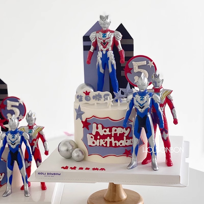 网红男孩生日蛋糕装饰摆件蓝色房