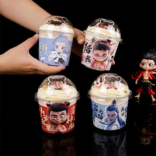 六一儿童节波波杯哪吒敖丙蛋糕装饰杯套胖胖杯三太子神话人物围边