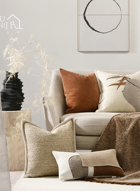 风亭晚极简橘色新中式沙发抱枕诧寂民宿沙发抱白橙色腰枕飘窗靠垫