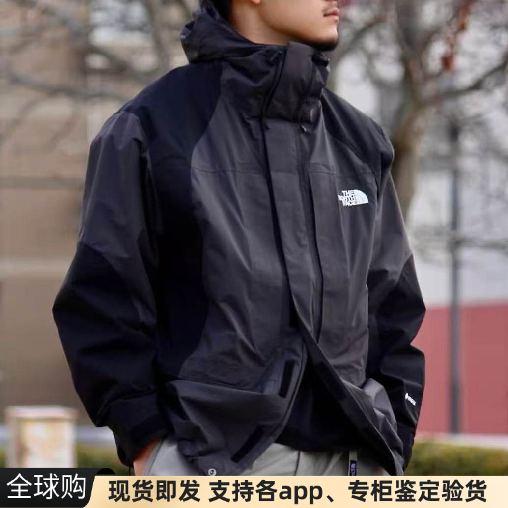 正品日版the north face北面gtx拼色防水连帽硬壳冲锋衣夹克外套