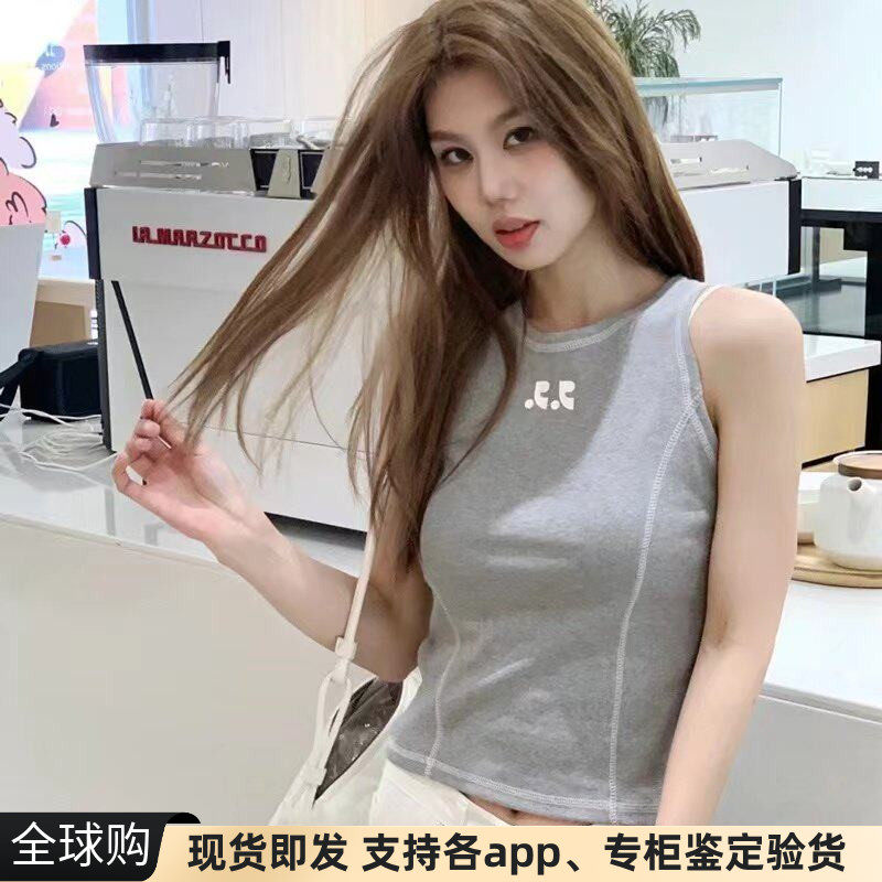 正品现货韩国RR Rest recreation车缝线拼色无袖短款棉质打底背心