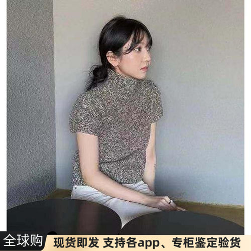 正品现货韩国barnnet八奶混色法式气质半高领短袖针织衫上衣fever