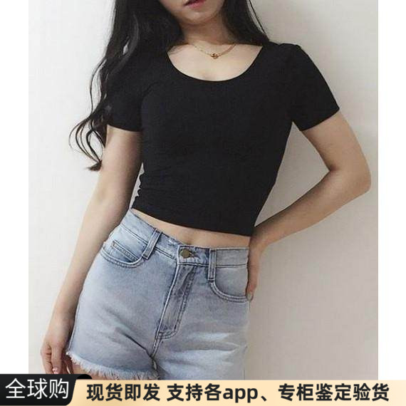 现货美国服饰apparel AA水洗做旧毛边复古高腰牛仔短裤热裤