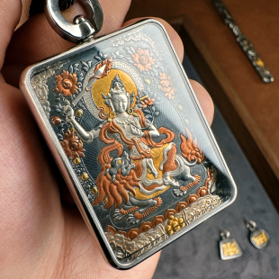 巴赫工作室文殊菩萨唐卡国家非遗手工铁翦金工艺西藏吊坠男女项链