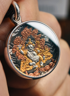 巴赫工作室不动尊唐卡非遗手工铁翦金工艺吊坠男女项链圆不动明王