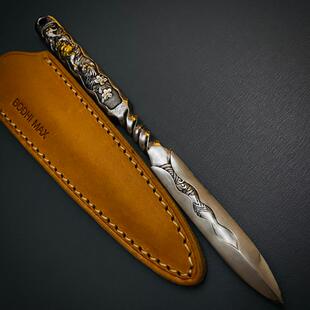 巴赫工作室铁翦金錾刻工艺日本玉川堂24K金银不锈精纯铁茶针茶剑