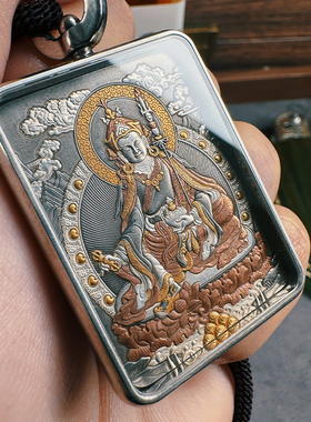 巴赫工作室莲花生大士唐卡国家非遗手工铁翦金工艺吊坠男女项链