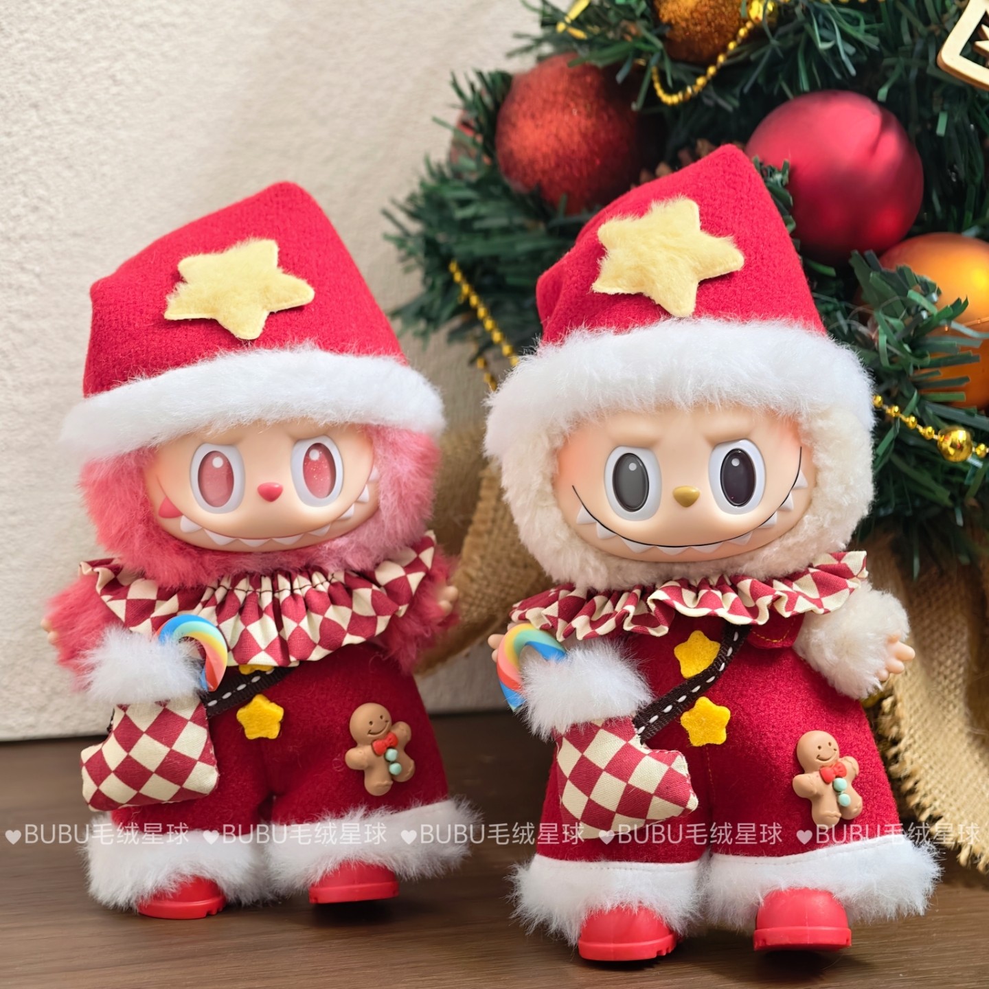 圣诞labubu一二三代搪胶娃衣17cm拉布布可口可乐前方高能衣服冬装