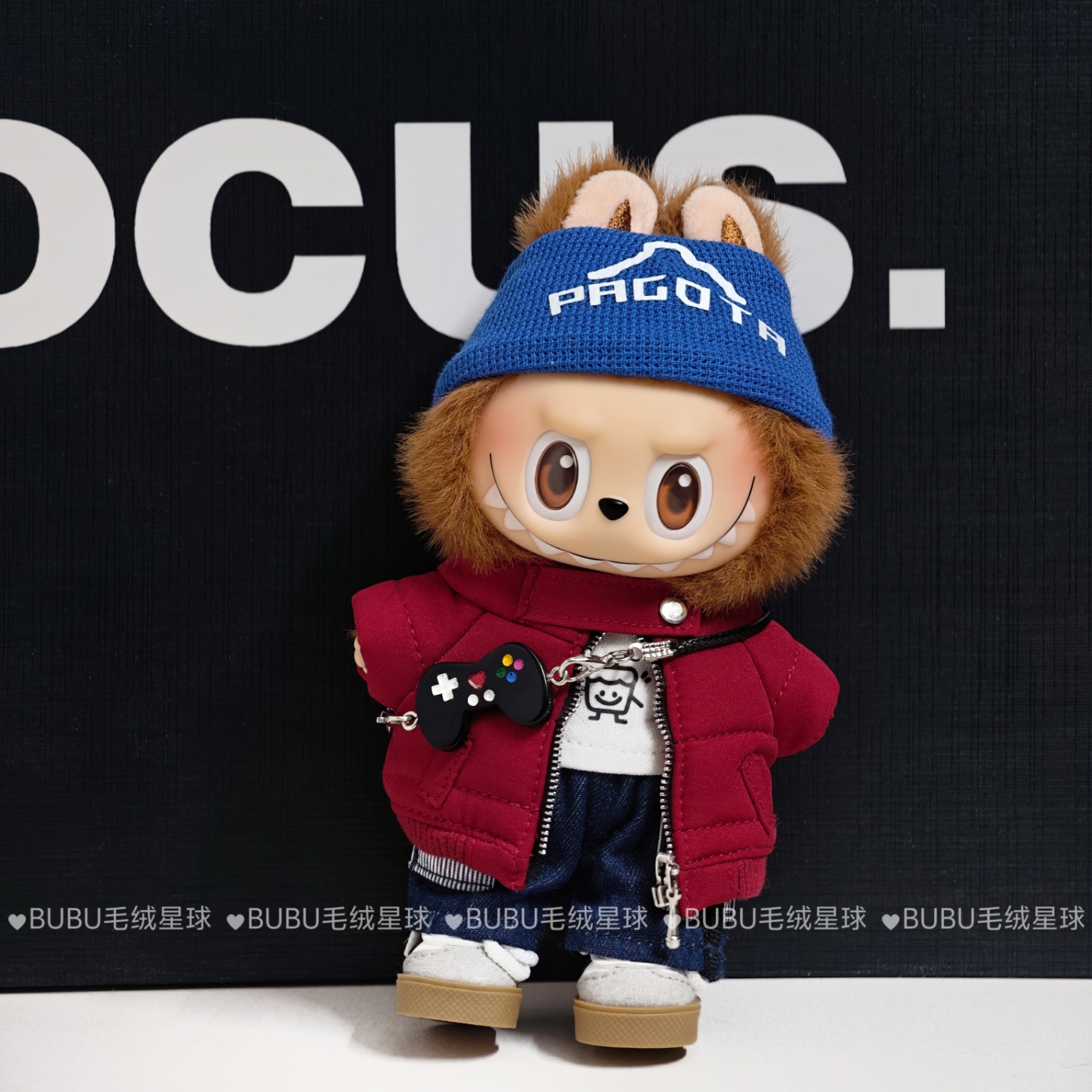 labubu一二三代搪胶娃衣17cm拉布布店长忠诚爱毛绒衣服冬装高级感