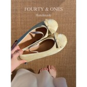 韩式 一脚蹬内增高芭蕾舞鞋 蝴蝶结圆头单鞋 新款 女2026春季 羊皮版