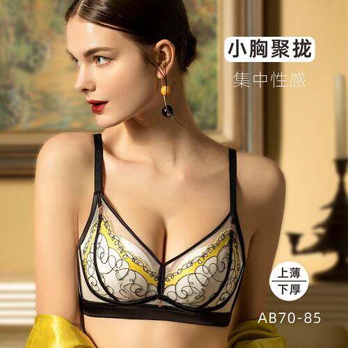 多彩多姿内衣女小胸性感聚拢上托侧收副乳无钢圈茶纤维舒适文胸罩