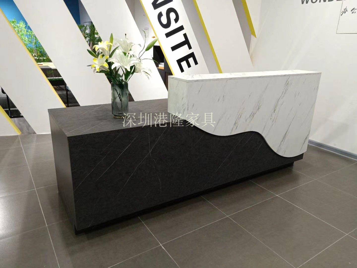 前台现代接待台办公家具时尚前台迎宾台简约收银台咨询台烤漆前台