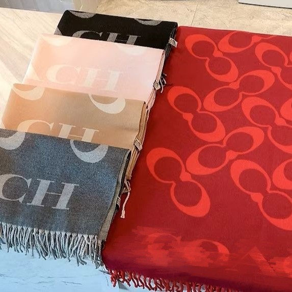 蔻家同款轻奢老花双画仿羊绒围巾女小红书爆款字母大牌跨境