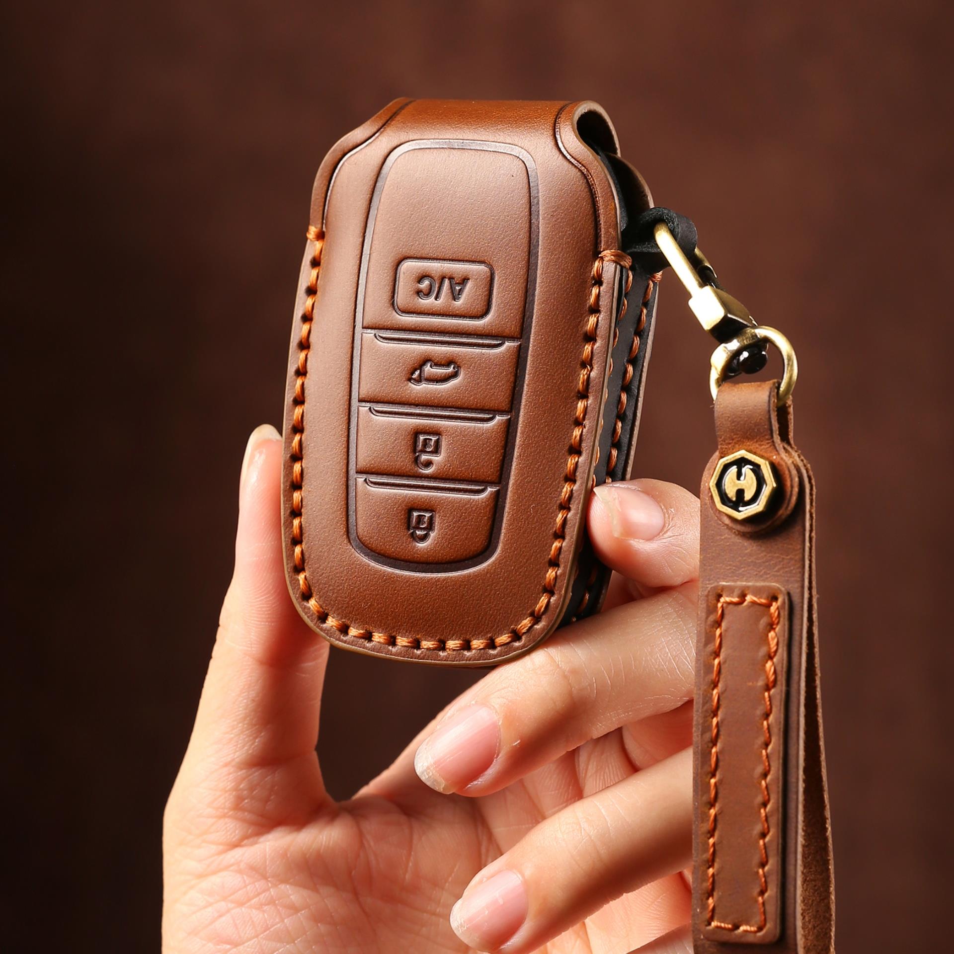 头层牛皮丰田官方手工定制钥匙套