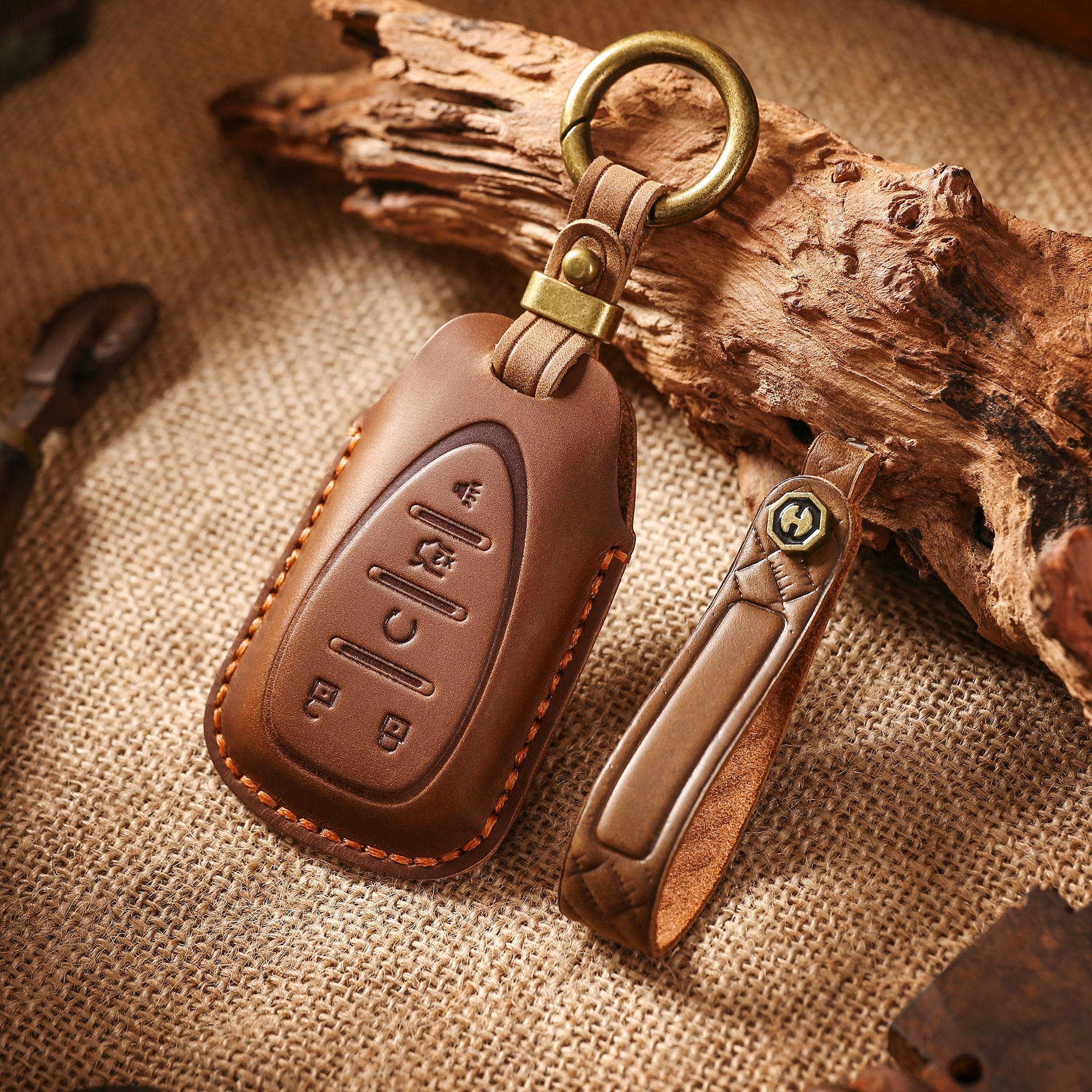 头层牛皮车企手工定制汽车钥匙套