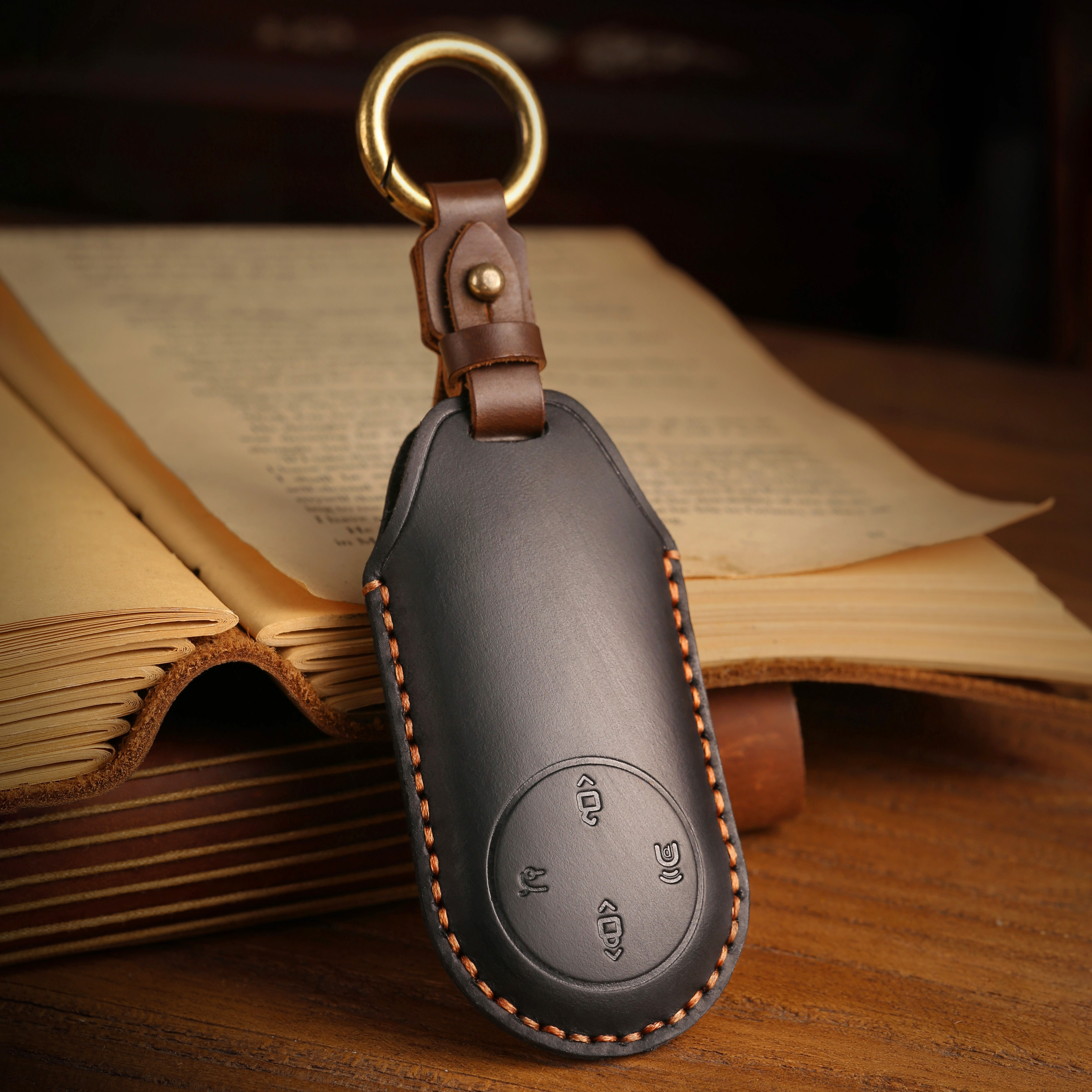 头层牛皮问界官方手工定制钥匙套