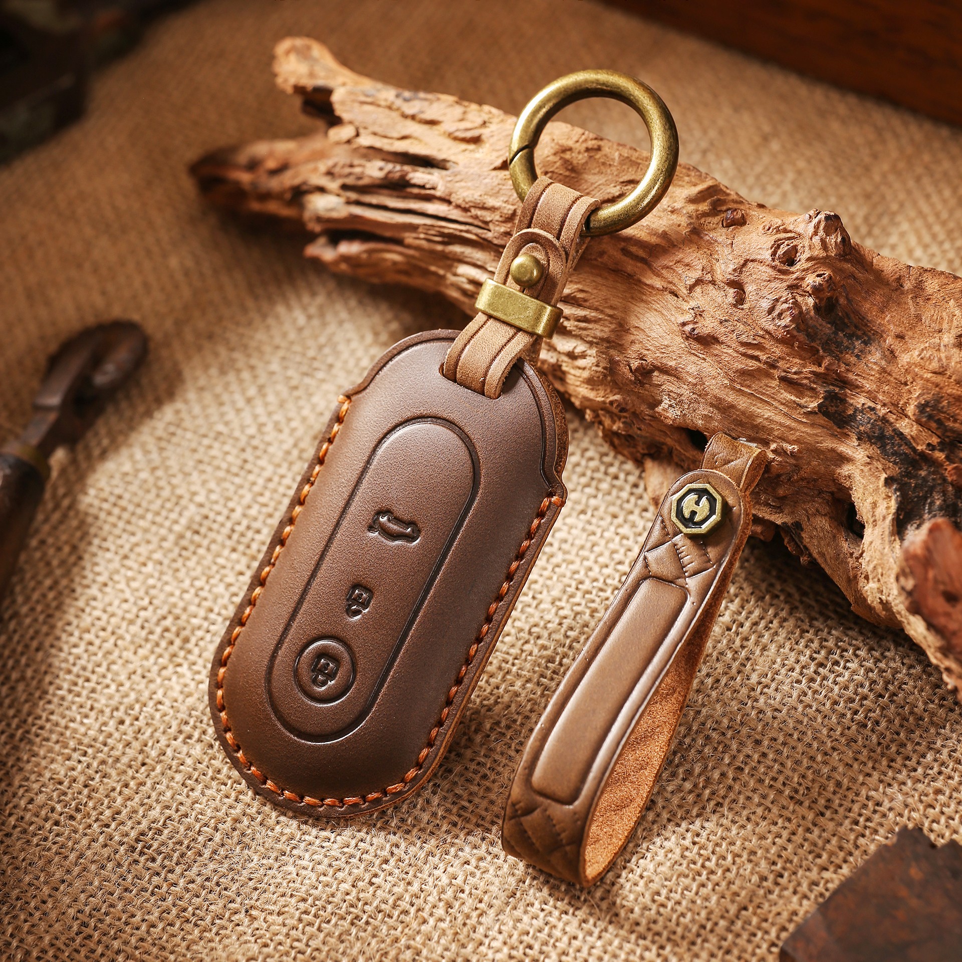 头层牛皮问界官方手工定制钥匙套