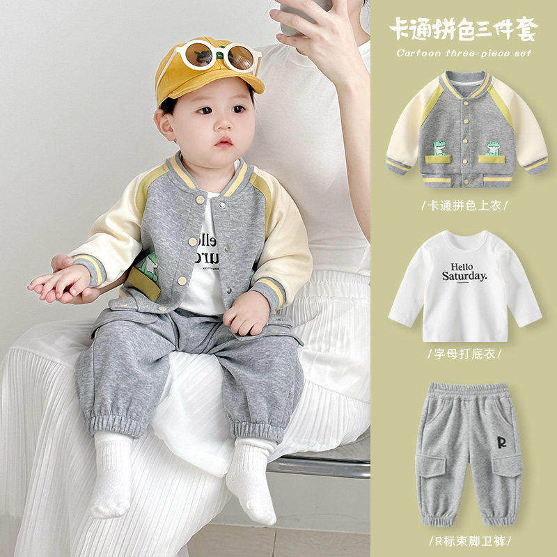 男宝宝春秋新款套装棒球服外套图片