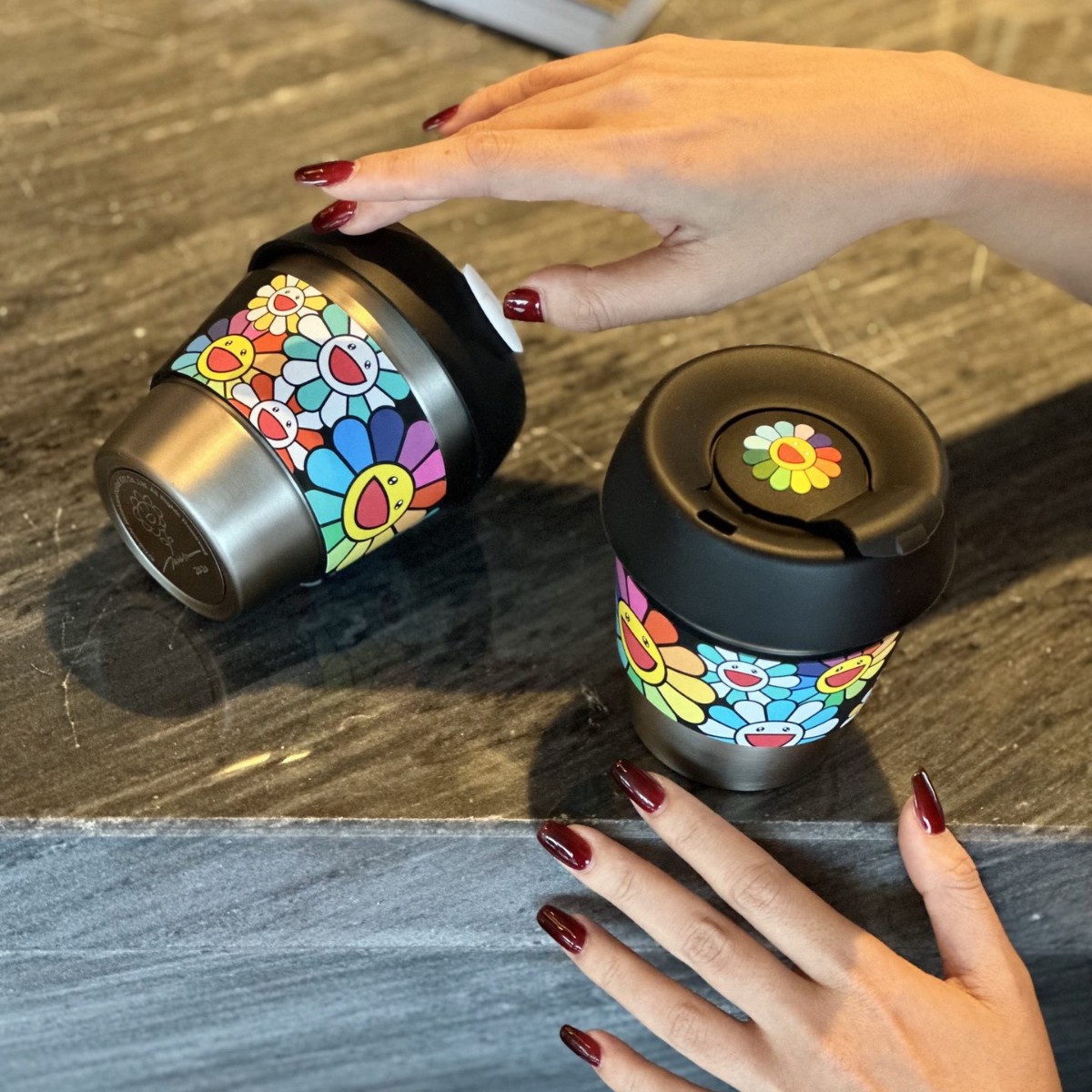村上隆太阳花限量款咖啡对杯不锈钢保温杯随行杯2只礼盒装277ml