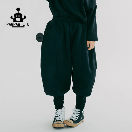 paw原创儿童黑色耳朵灯笼裤子潮