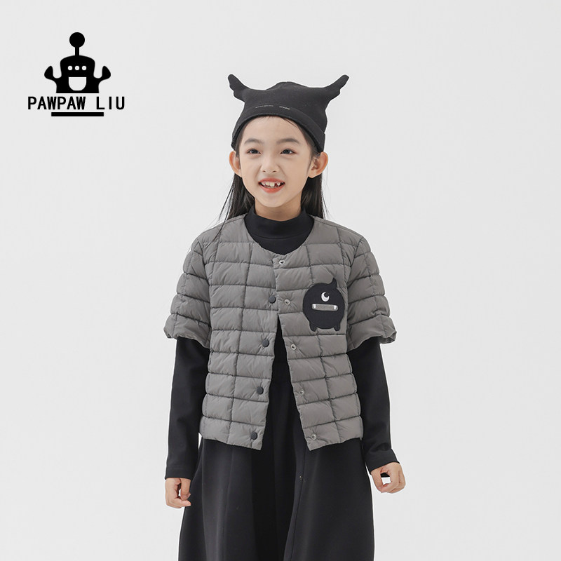 Pawpaw Liu原创设计儿童羽绒马甲秋冬女童保暖内胆小怪兽半袖外套