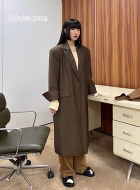 iam静芝芝芝 黑色休闲西装外套女韩版2021秋季宽松高级感外套8289