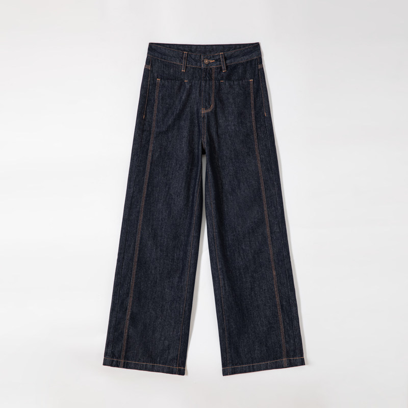 春夏季线下展会获奖款丨高腰立体切割丹宁牛仔裤bj061