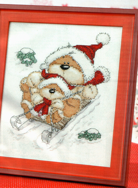 R线小小鱼 十字绣套件Crazy170-3卡通【圣诞滑雪】简单可爱儿童房