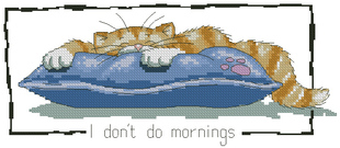 DMC绣线小小鱼A2418讨厌起床可爱猫咪儿童房精准印花十字绣套件