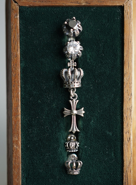 SHUI 925纯银耳钉星星王冠十字花元素小巧个性百搭锆石耳环