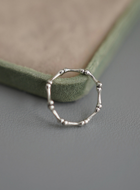 睡莲生生世世 原创设计925纯银骨头戒指小众个性情侣戒 百搭尾戒