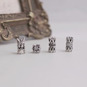 SHUI 素百搭项链挂坠 925纯银吊坠复古十字花锆石筒状珠子隔珠元