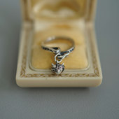 睡莲生生世世 开口可调节指环 原创设计925纯银戒指小恶魔爱心个性