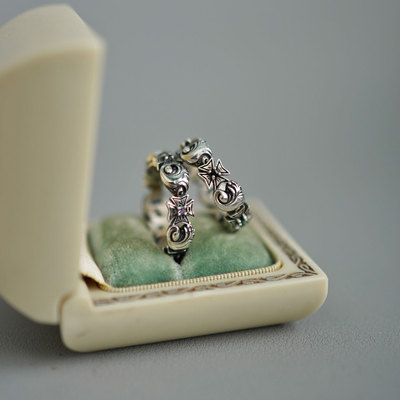 唐草纹星球海浪元素复古指环