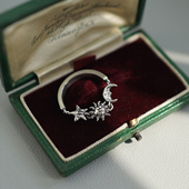 睡莲生生世世 原创设计925纯银戒指星星月亮太阳元 素精致百搭指环