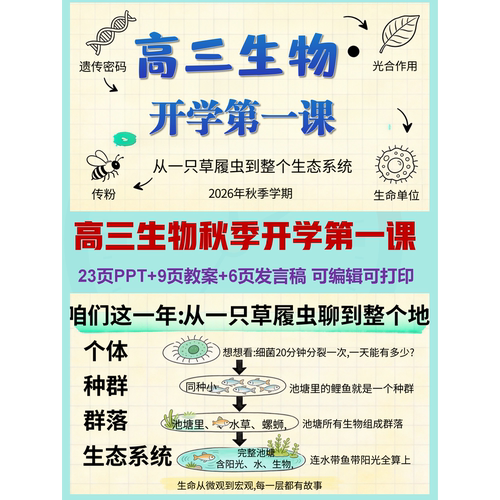 高三生物秋季开学第一课   | PPT可编辑 |  详情往下翻