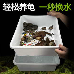 乌龟饲养盆粪便分离双层隔离发色盒生态养殖育苗箱懒人一秒换水缸