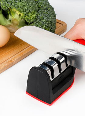 家用手动磨刀器多功能磨刀工具手持三段菜刀磨刀神器磨刀石批发